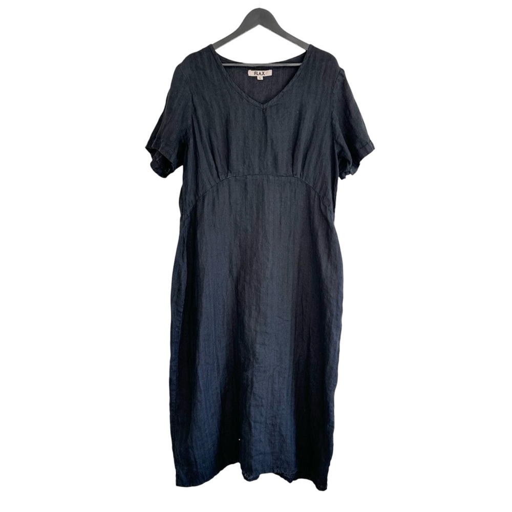 Flax Black Linen Midi Dress